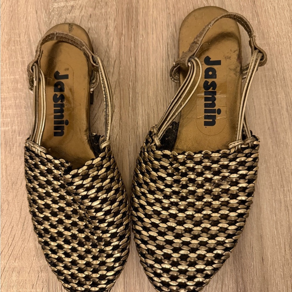 Jasmine Gold Woven lightweight Slingback Flats Size 8 - Picture 4 of 7